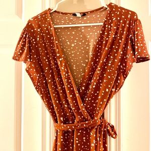 Burnt Orange Polka Dot Dress